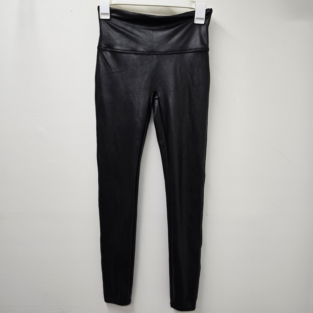 Spanx Faux Leather Leggings Black High Waisted Compression Size Medium M